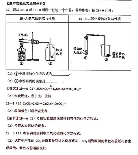 2020年北京中考化学真题（已公布）